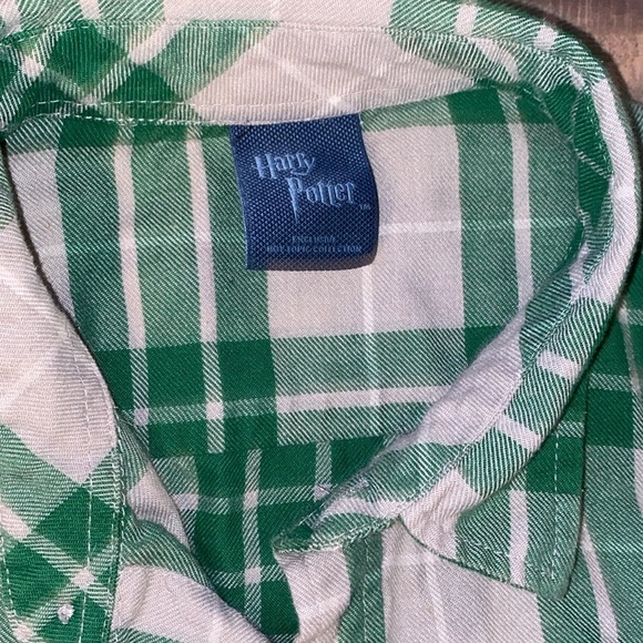 Harry Potter Slytherin plaid flannel button down shirt size small - Picture 3 of 5
